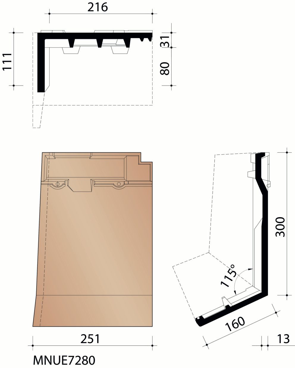 Nueva - Tuile membron de rive gauche sur mesure (collée)