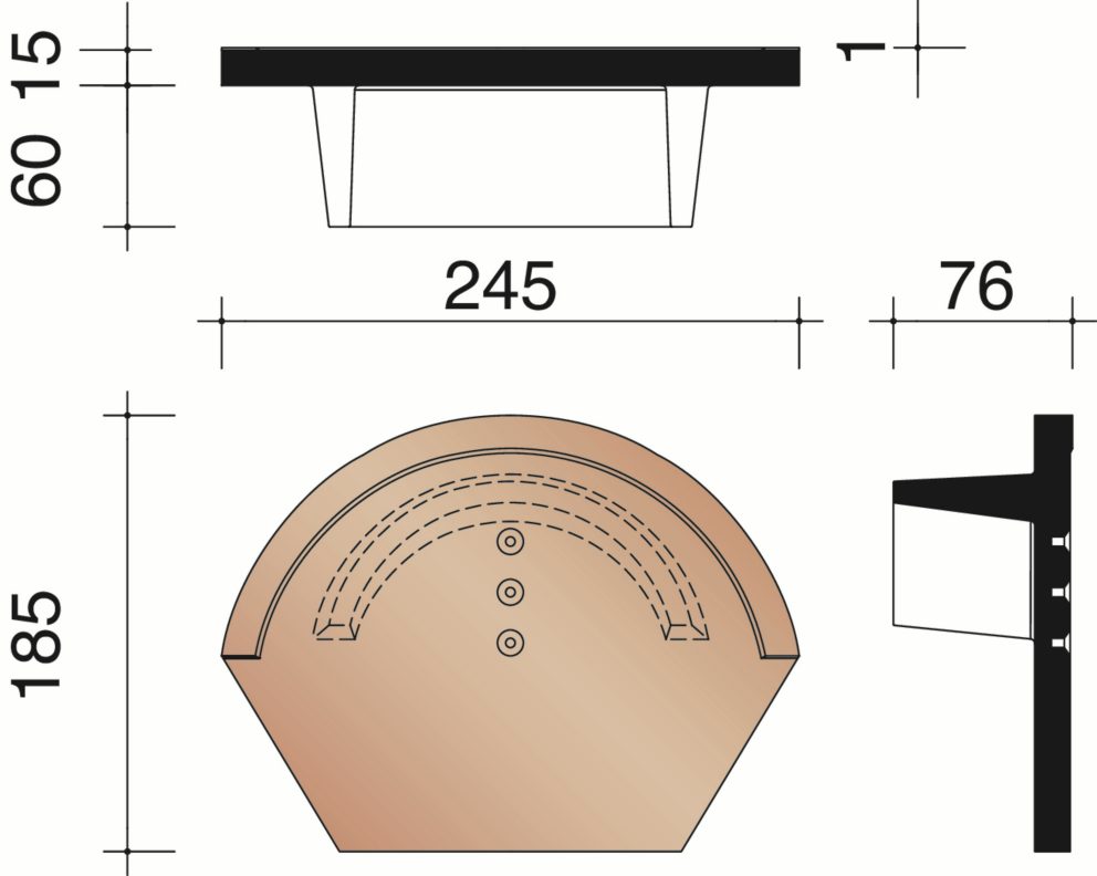 Tuile Plate Aspia - Fronton pour faîtière conique