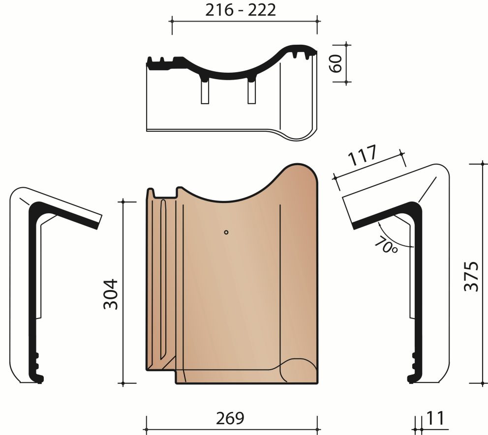 Technical drawing VHV Vario chaperon rooftile