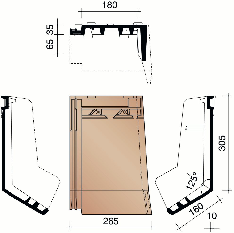 Actua 10 LG - Tuile membron de rive droite sur mesure (collée)