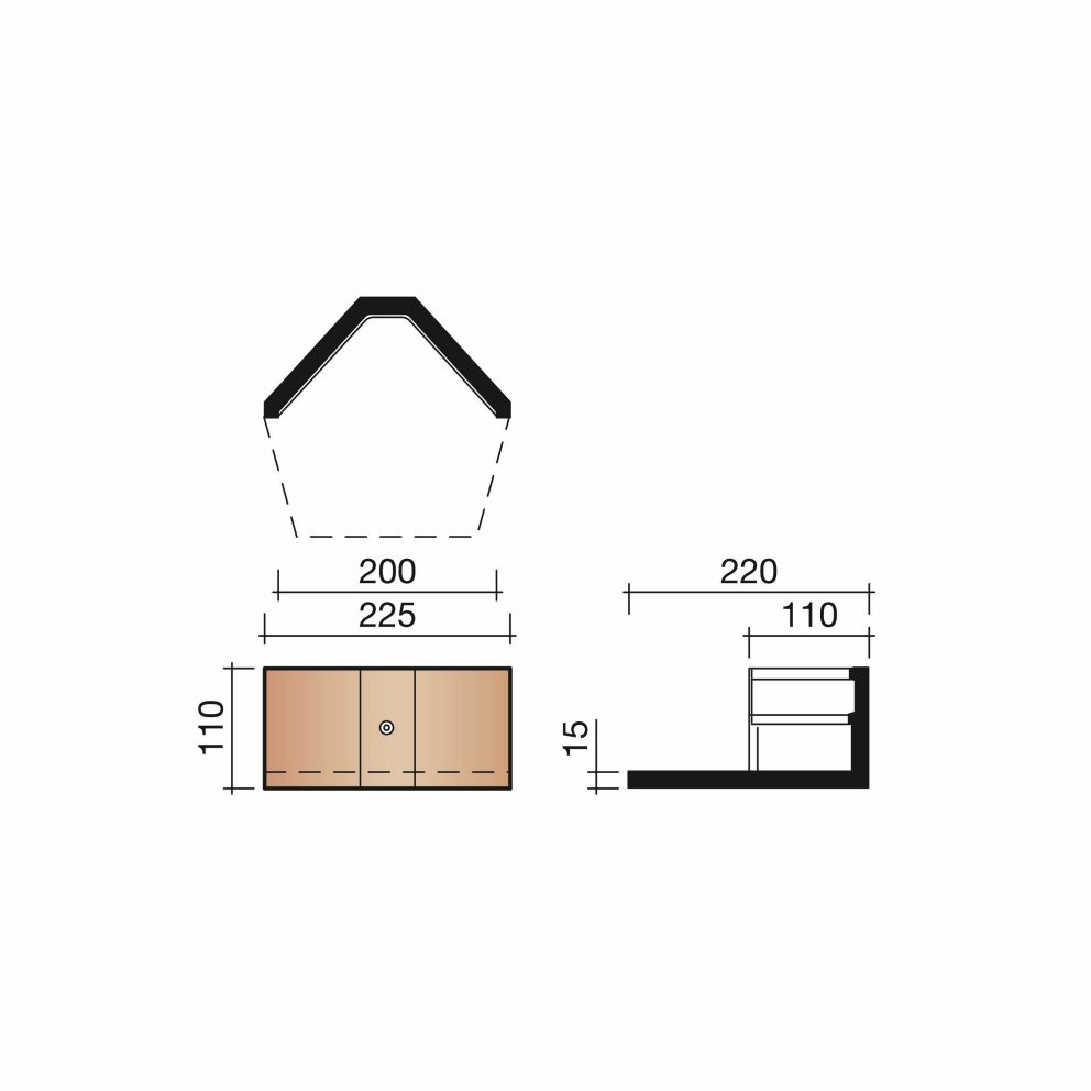 Technical drawing of the Hulpstukken hoekige eindvorst