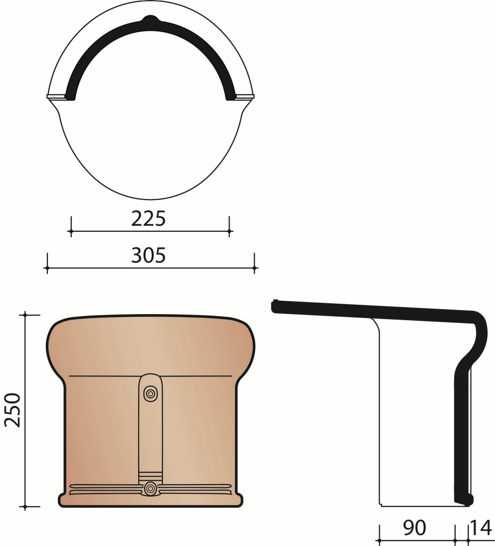 Tegelen - Faîtière demi-ronde à emboîtement avec fronton 225mm