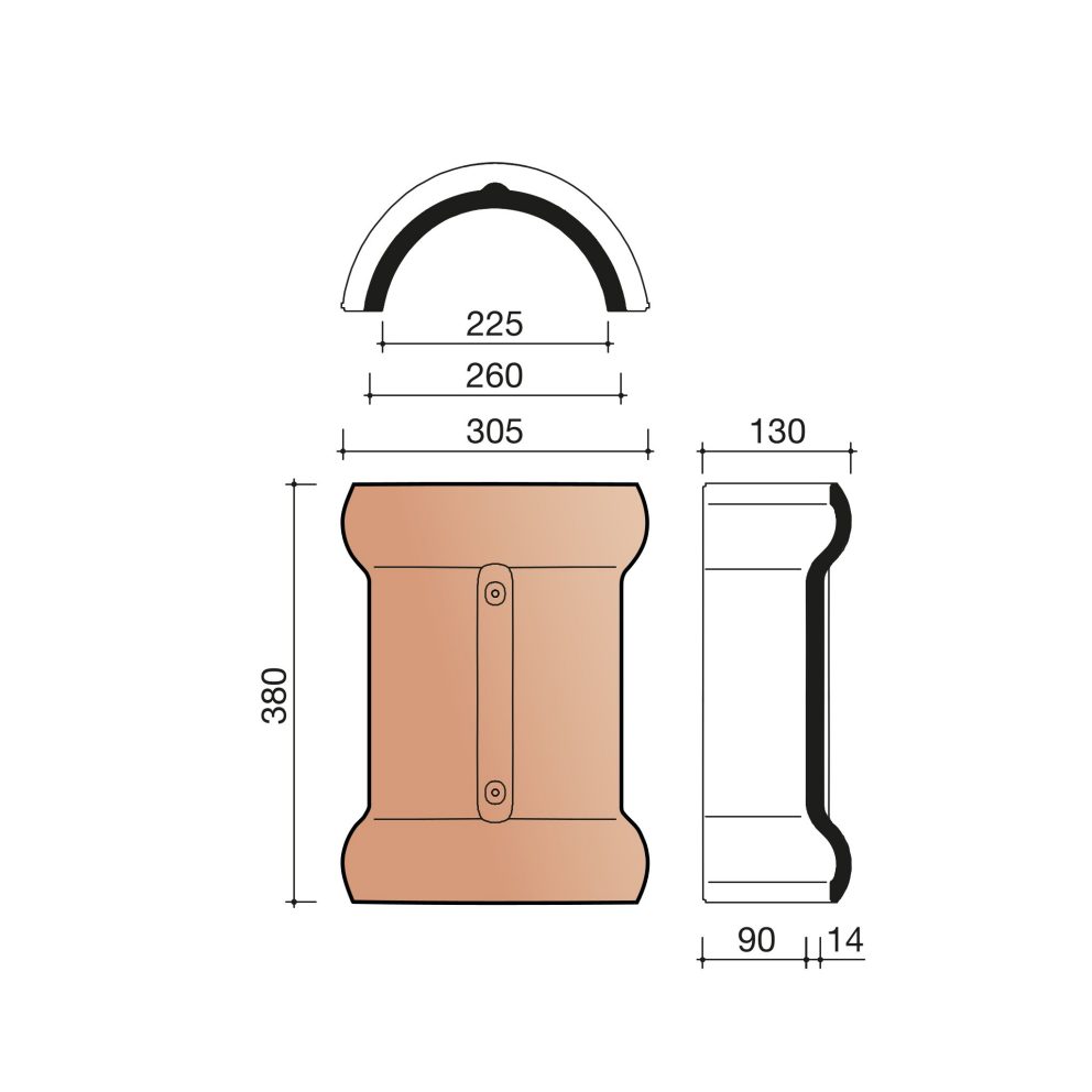 Technical drawing of the hulpstukken halfronde vorst met dubbele wel Vario