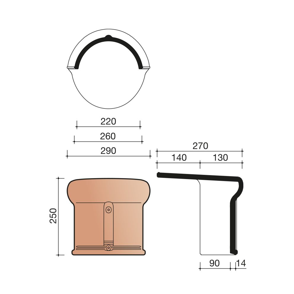 Technical drawing of the Hulpstukken halfronde begin-eindvorst Vario