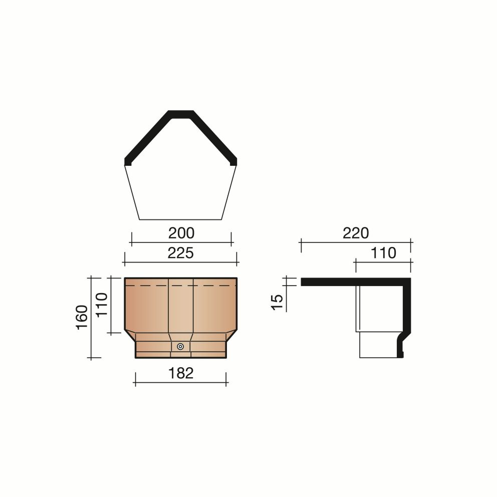 Technical drawing of the Hulpstukken hoekige beginvorst