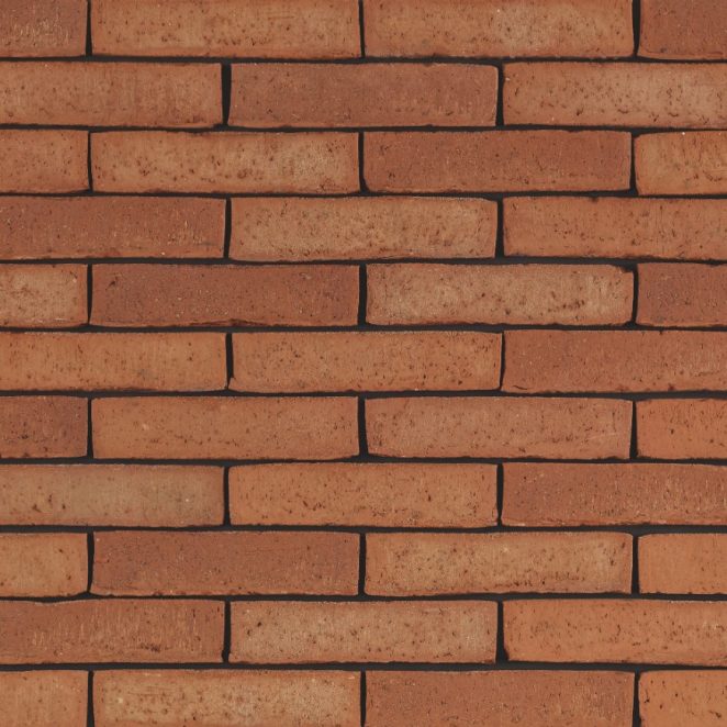 Latero Rubino facing bricks in a running bond with a glued application