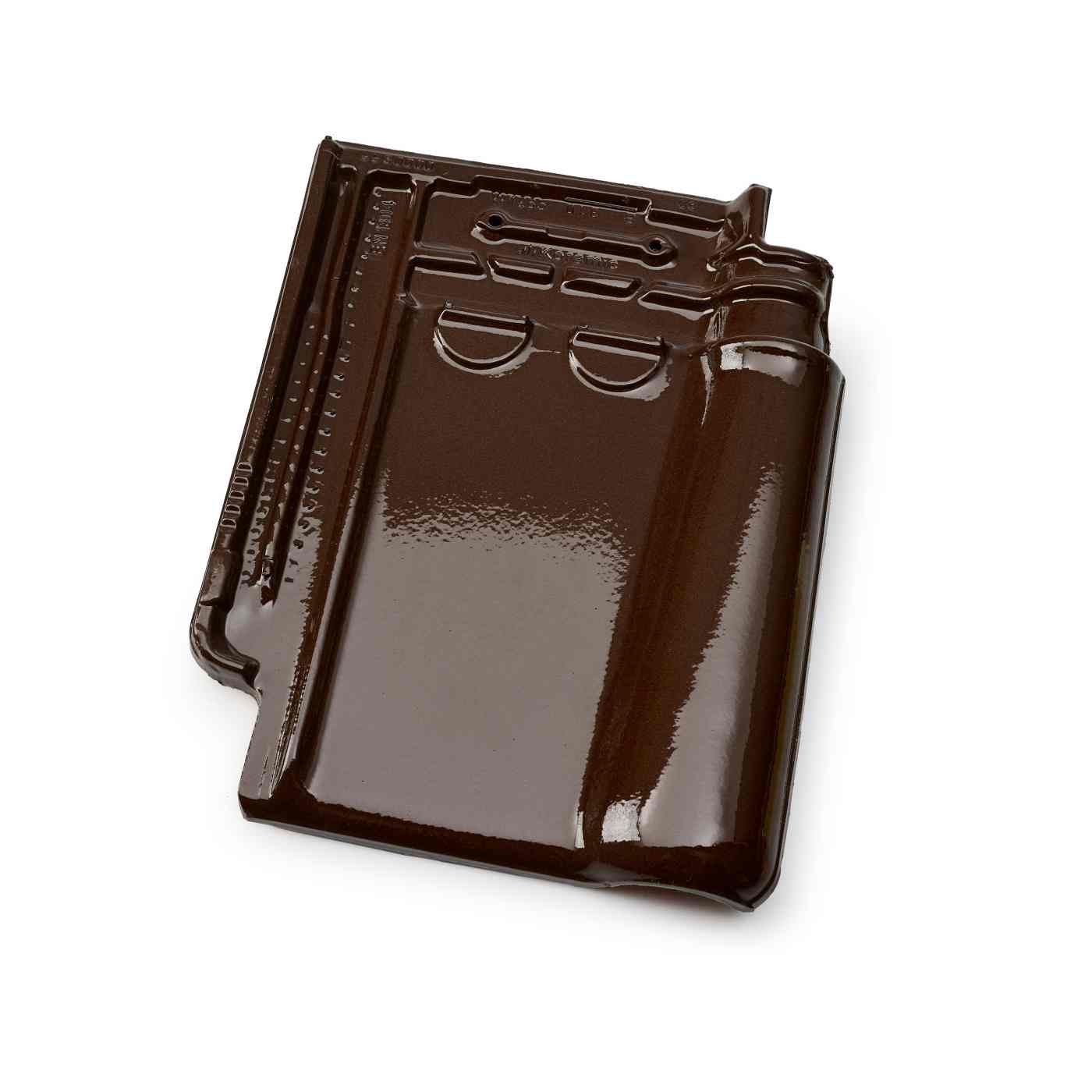 Single product shot of a Stormpan 993 Bruin Geglazuurd roof tile