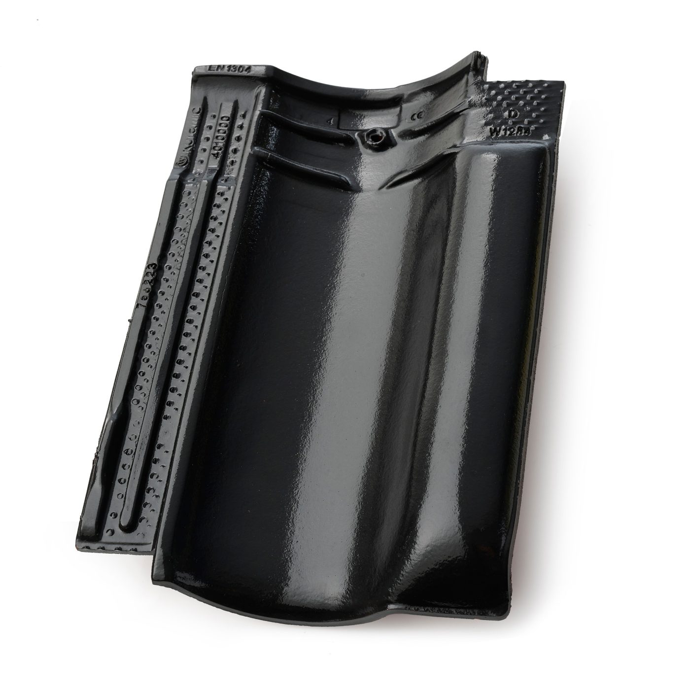 Single product shot of a Vlaamse Pan 401 Antraciet roof tile