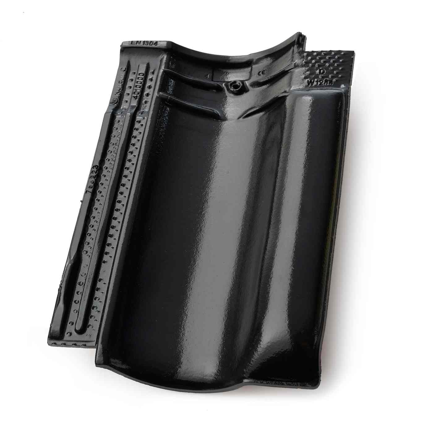 Single product shot of a Vlaamse Pan 401 Antraciet roof tile