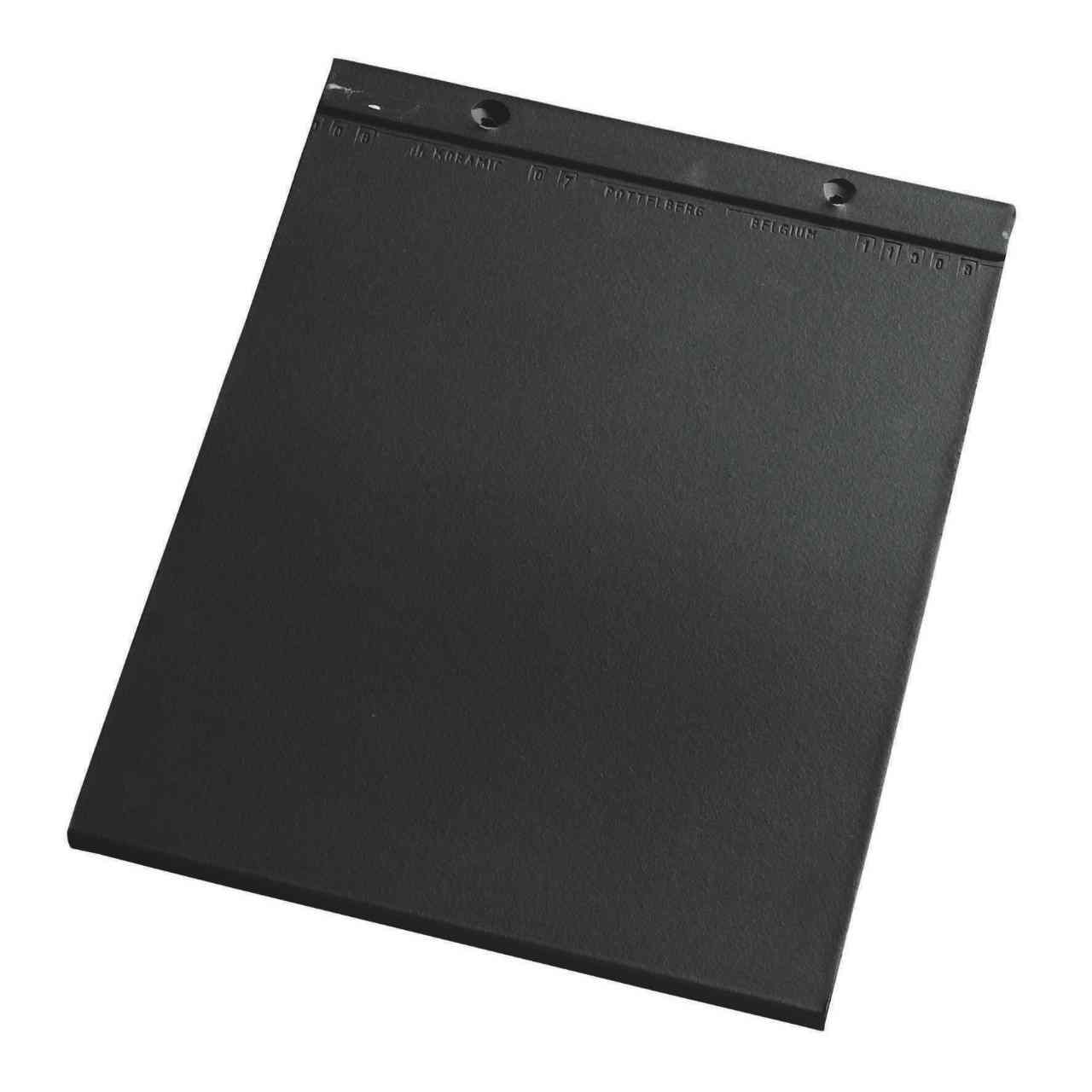 Single product shot of a Tegelpan Plato Antraciet Mat roof tile