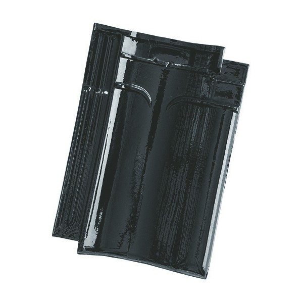 Single product shot of a VHV Zwart Geglazuurd roof tile