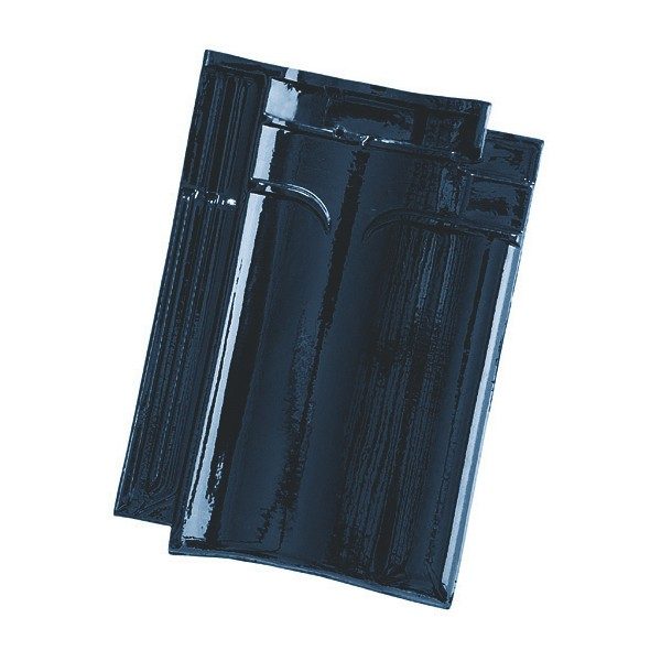 Single product shot of a VHV Nachtblauw Geglazuurd roof tile