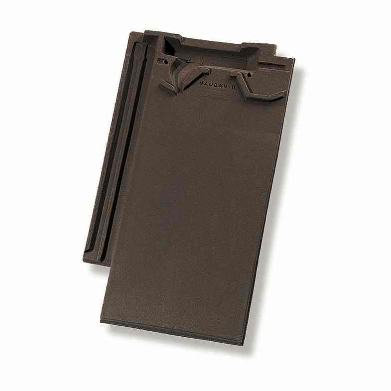Single product shot of a Vauban Bruin roof tile